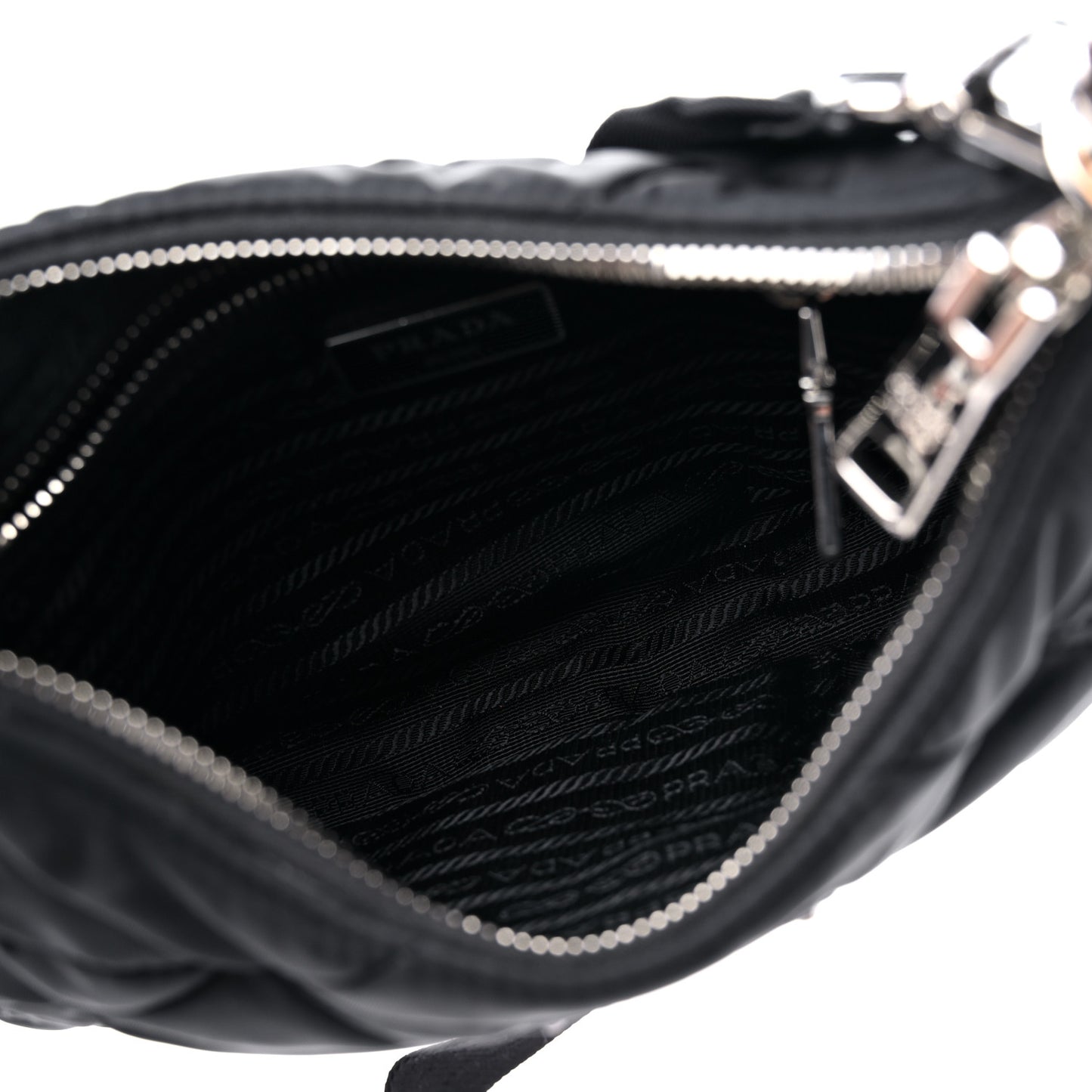 Re-Nylon Triangle Padded Patchwork Shoulder Bag Black