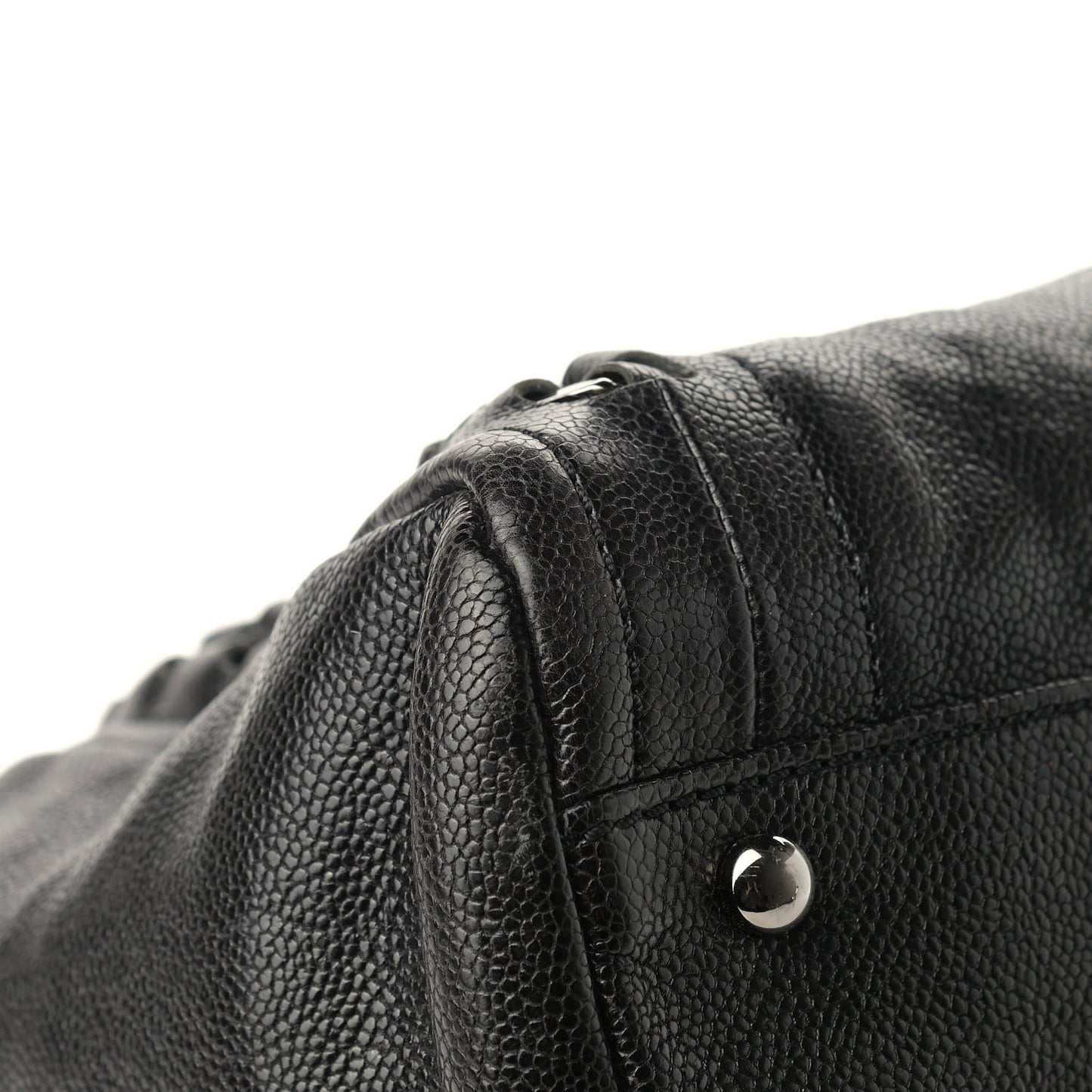 Glazed Caviar East West Modern Chain Tote Black