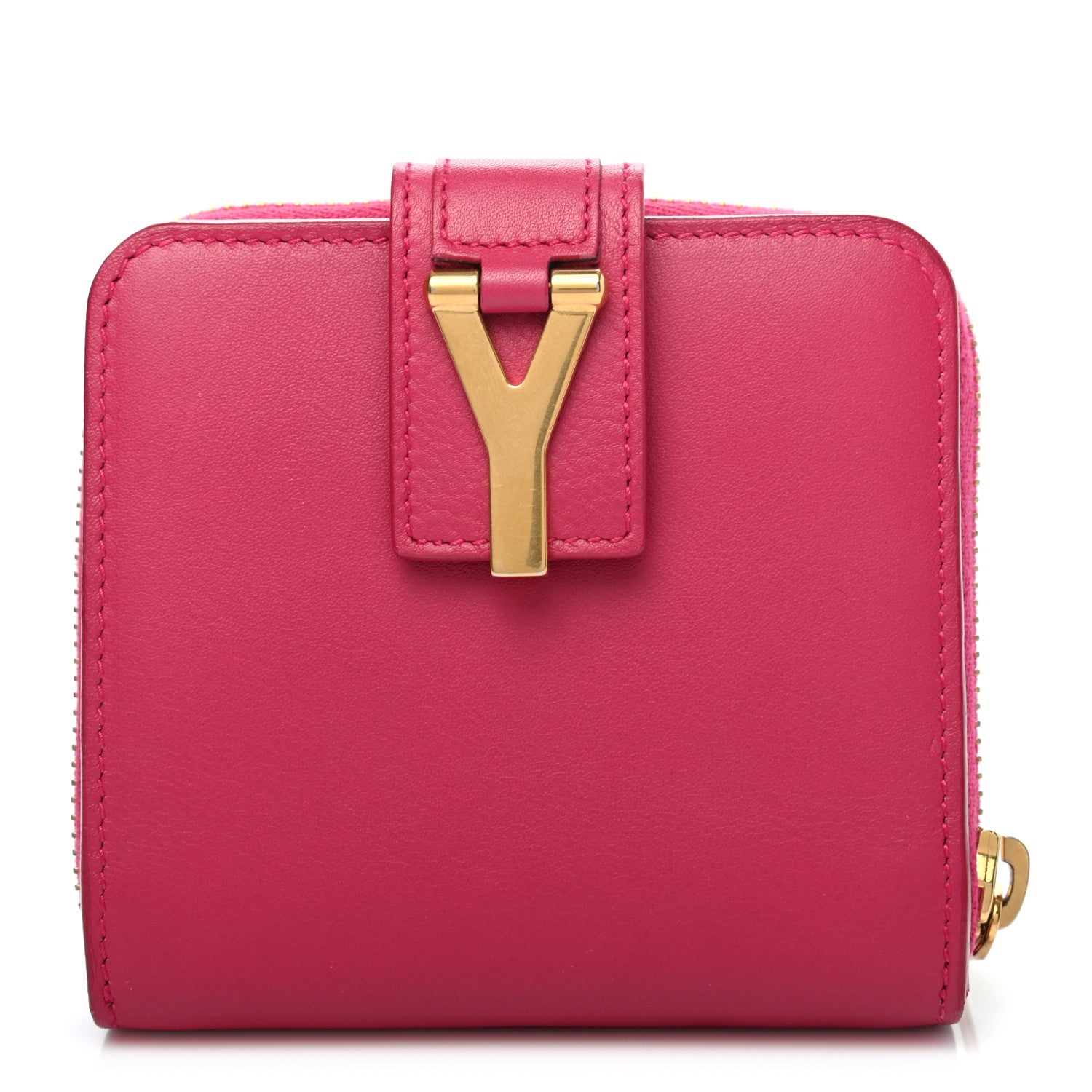 Saint Laurent Calfskin Y Line ChYc Compact Wallet Fuchsia 1 of 6