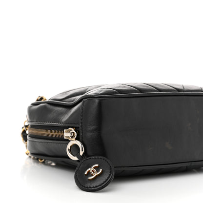 Chanel Lambskin Chevron Quilted Small Camera Case Black 10 of 14