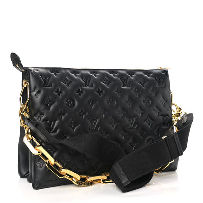 Louis Vuitton Lambskin Embossed Monogram Coussin MM Black 3 of 10
