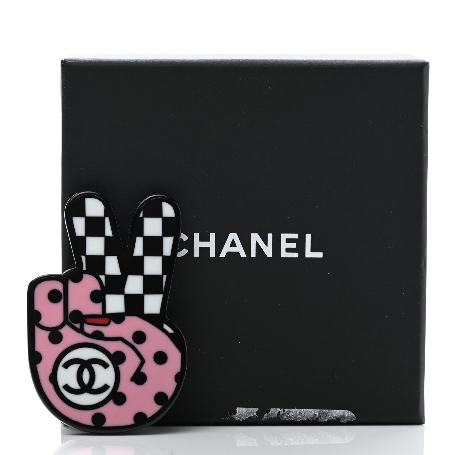 Chanel Resin Peace Sign Emoji Brooch Pink 6 of 6