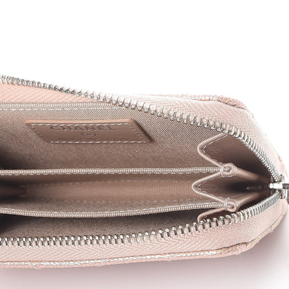 Chanel Metallic Caviar Chevron Quilted Zip Around Coin Purse Light Gold 5 of 8