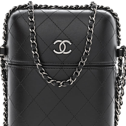 Chanel Lambskin Quilted Chain Around Phone Holder Black 8 of 11