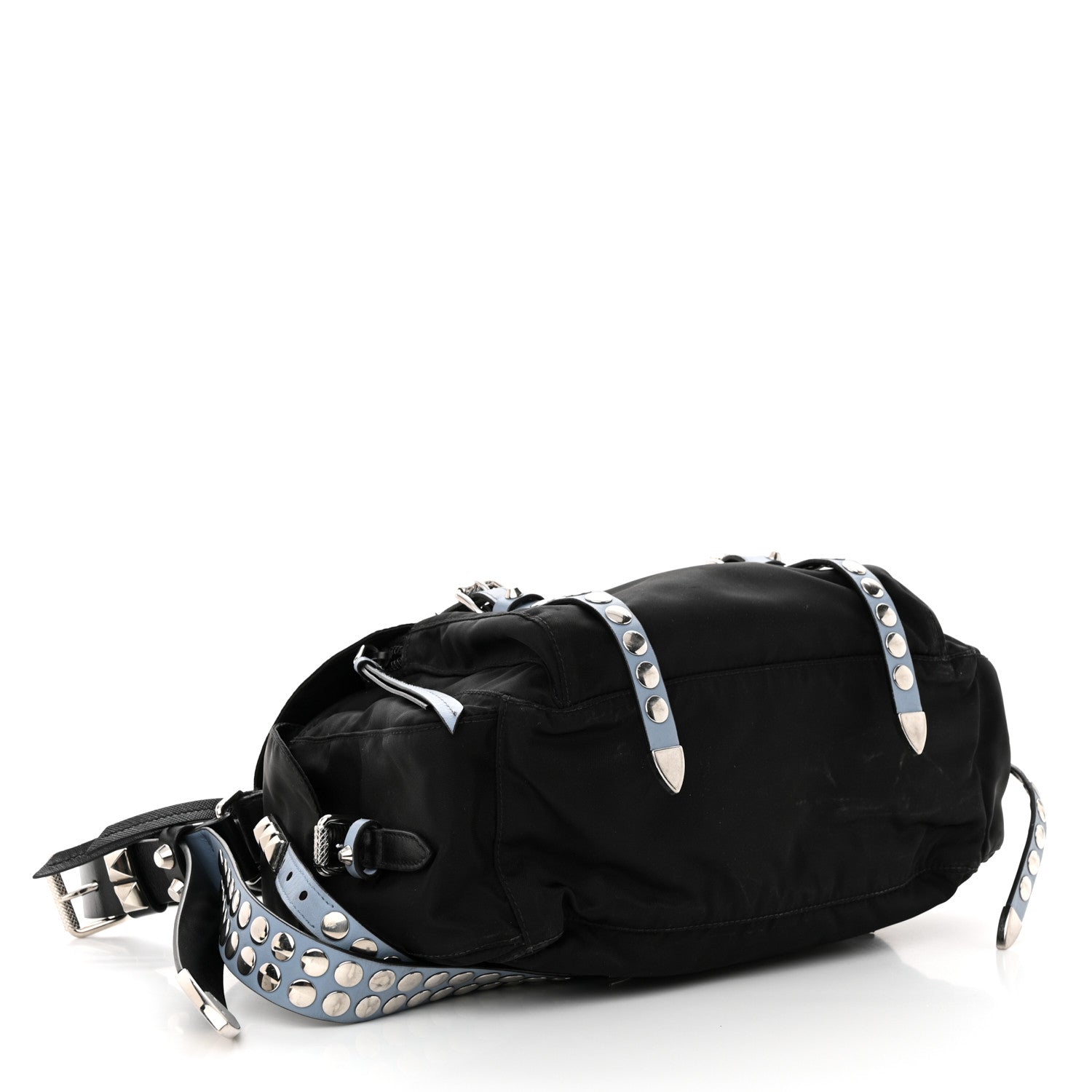 Prada Nylon New Vela Studded Messenger Bag Black 1497325