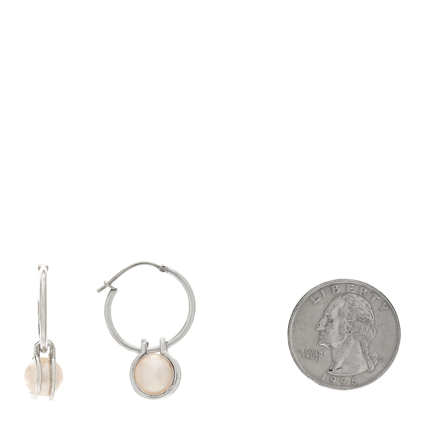 Sterling Silver Pearl HardWear Hoop Earrings