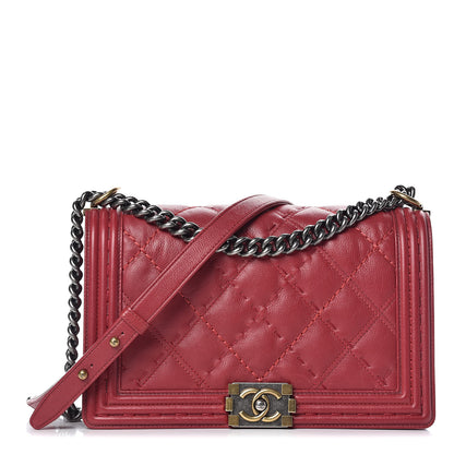 Chanel Calfskin Stitched New Medium Boy Flap Red 1 of 17