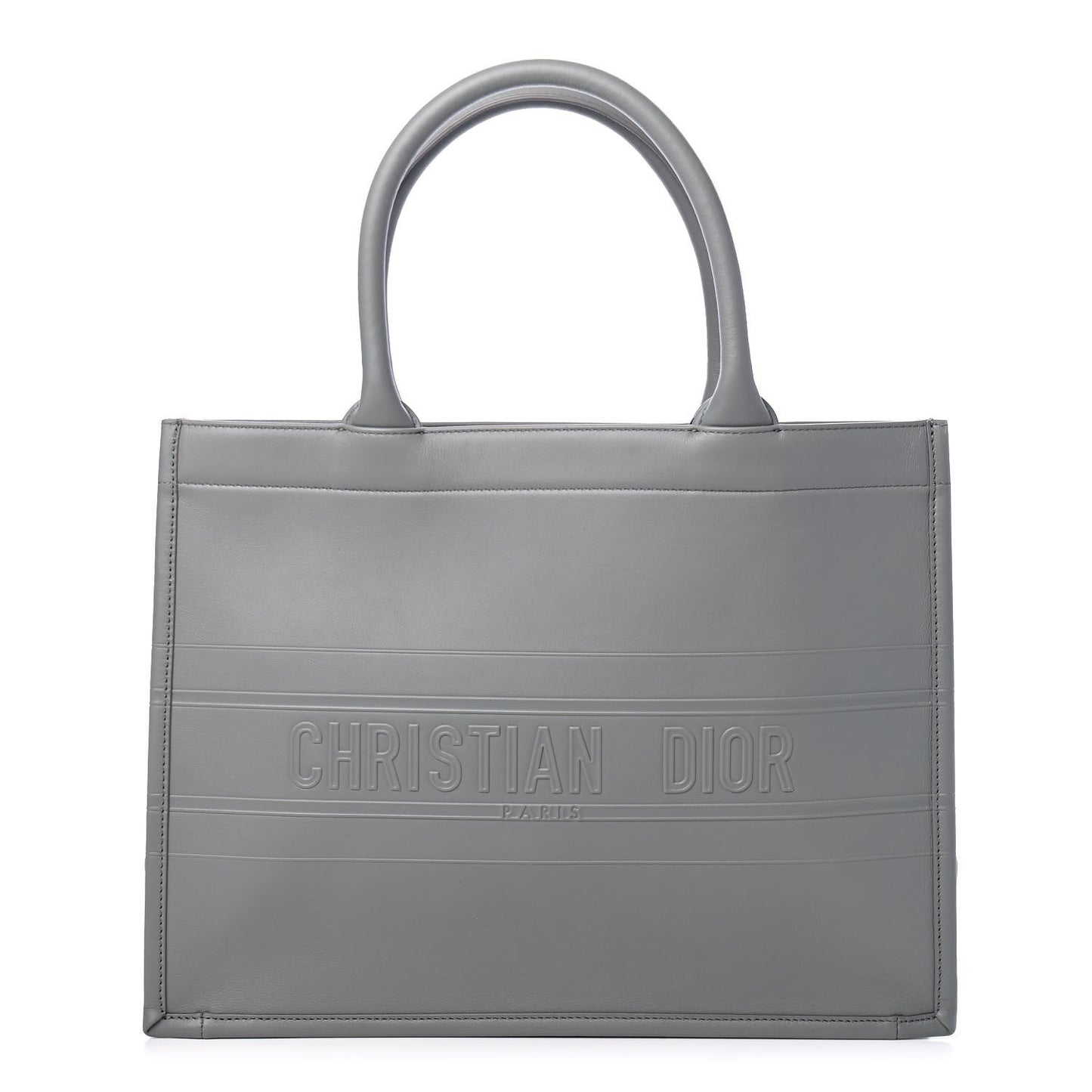Calfskin Embossed Medium Book Tote Grey