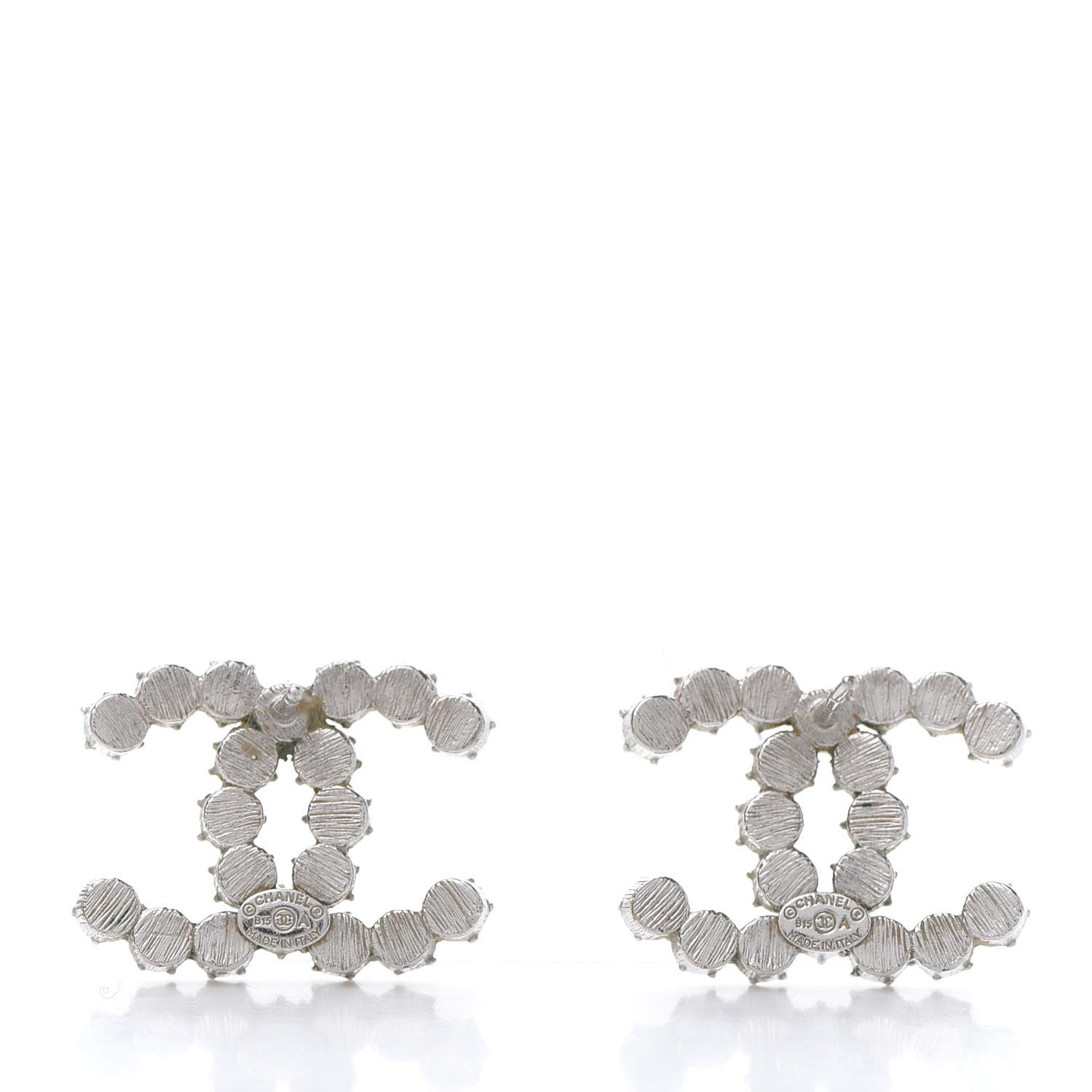 Chanel Crystal CC Earrings Grey Silver 4 of 6