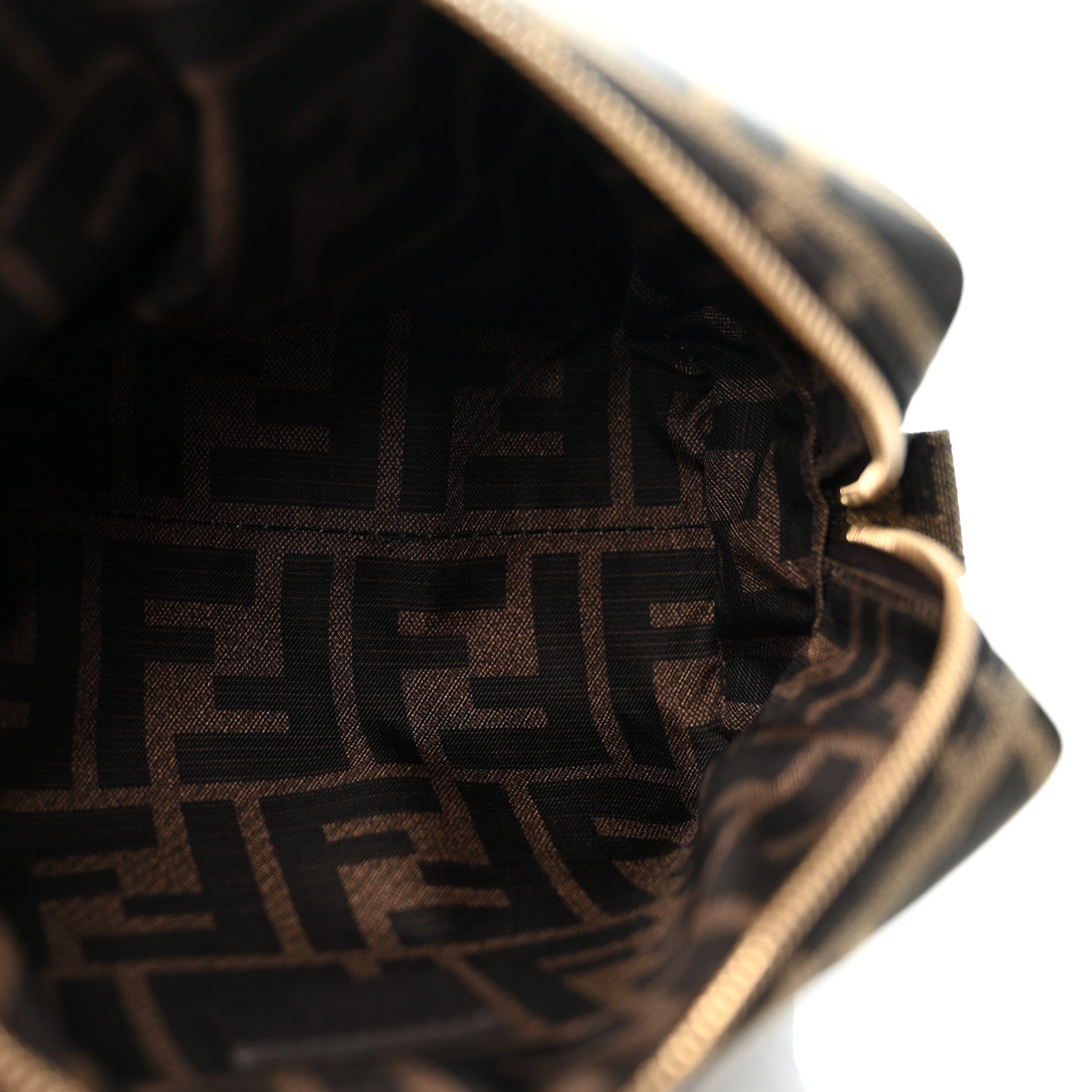Fendi Fabric Jacquard FF 1974 Small Trapezoid Beauty Pouch Tobacco Moro Black 5 of 7