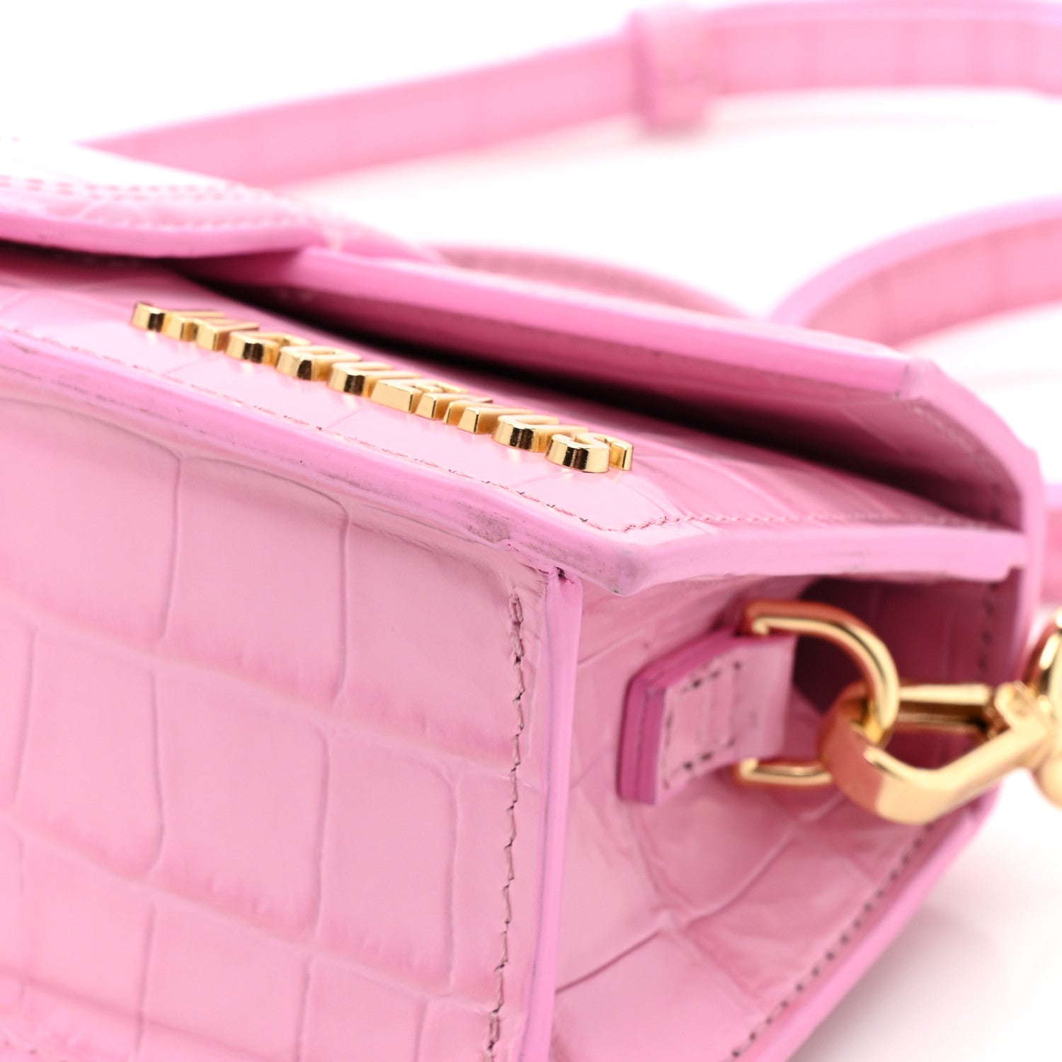 Jacquemus Calfskin Crocodile Embossed Le Bambino Pink 13 of 15