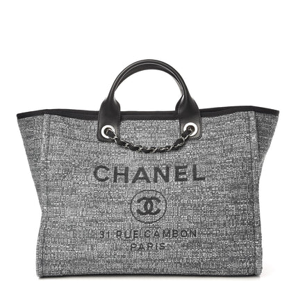 Chanel Canvas Large Deauville Tote Charcoal 1 of 16