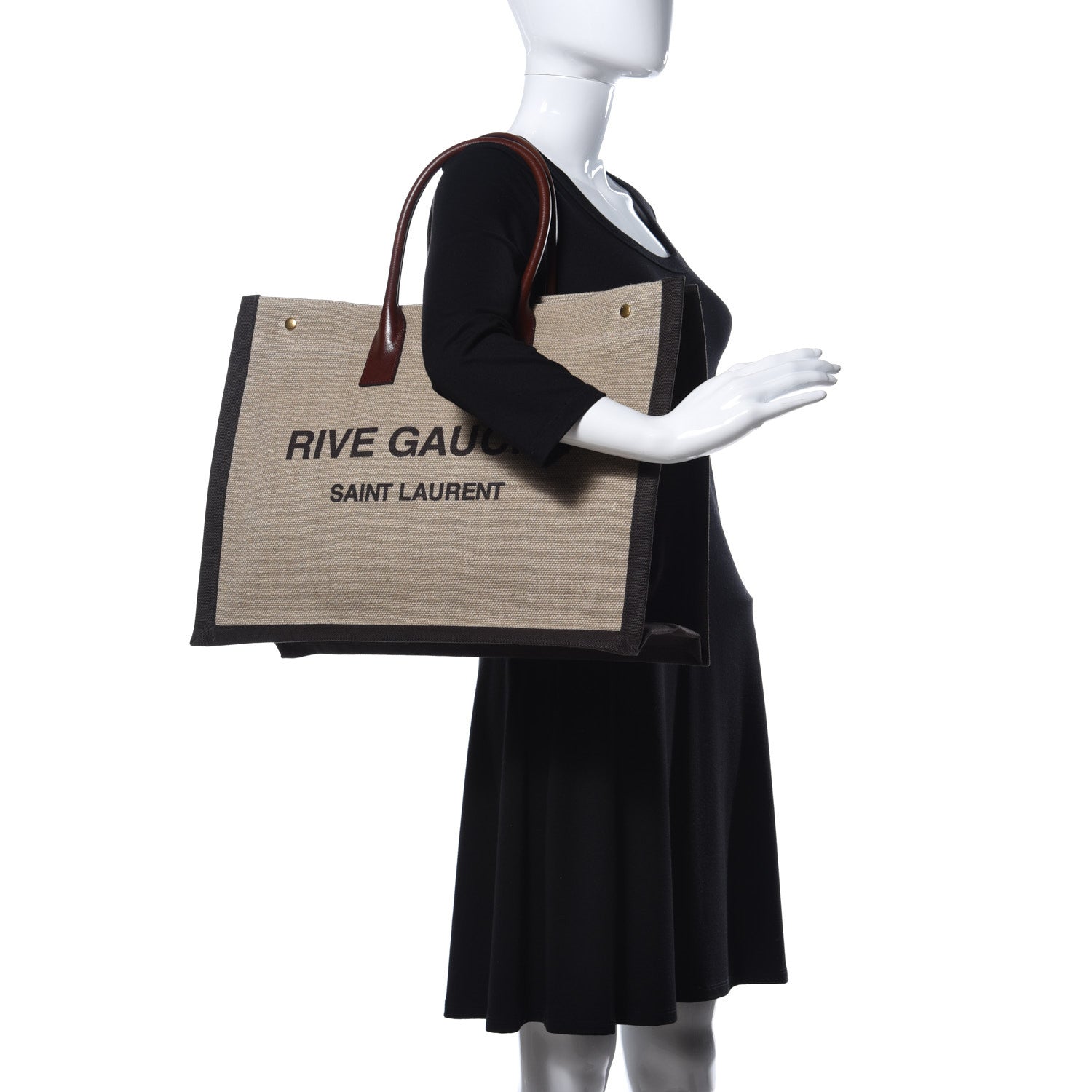 Saint Laurent Linen Calfskin Rive Gauche Tote Natural 2 of 8