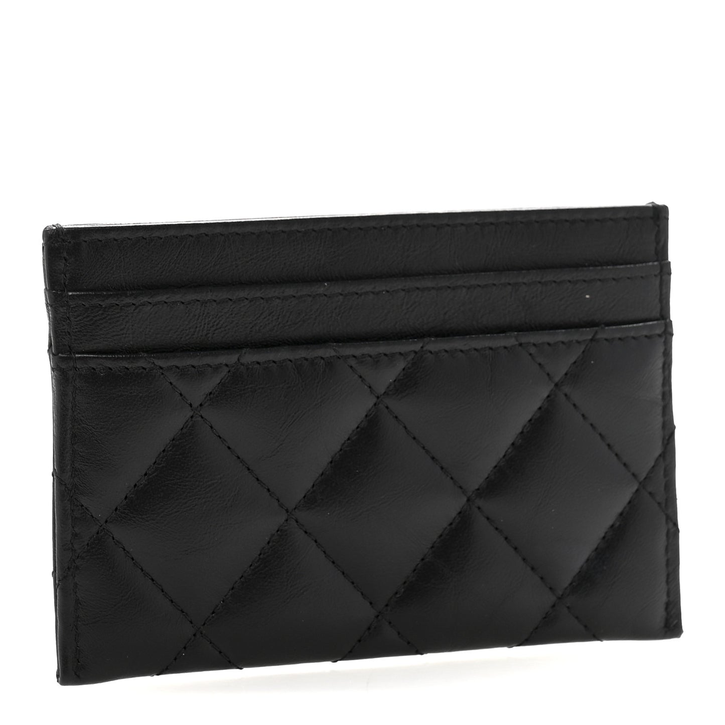 Aged Calfskin Quilted Reissue Card Holder Black