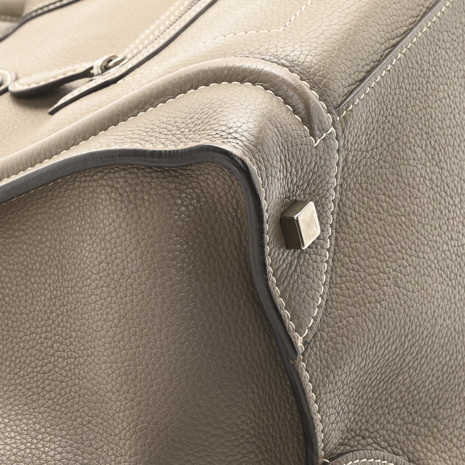 Celine Drummed Calfskin Mini Luggage Souris 8 of 9