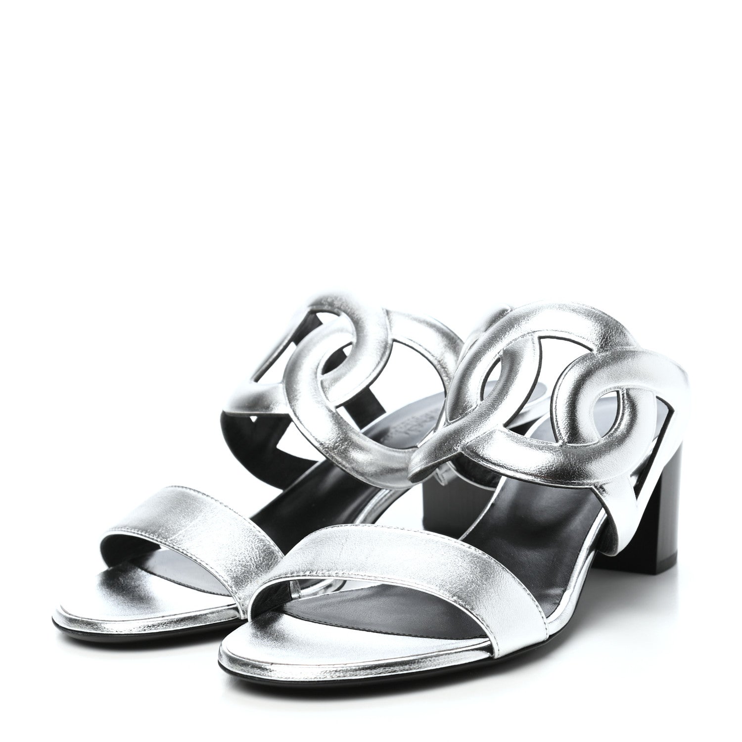 Hermes Metallic Nappa Bikini Sandals 39 Argent 3 of 8