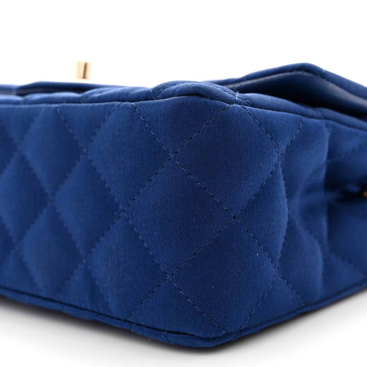 Satin Quilted Mini Rectangular Flap Blue