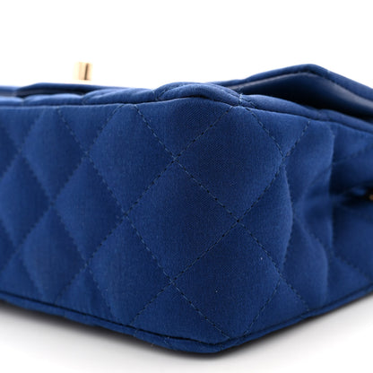 Chanel Satin Quilted Mini Rectangular Flap Blue 10 of 11