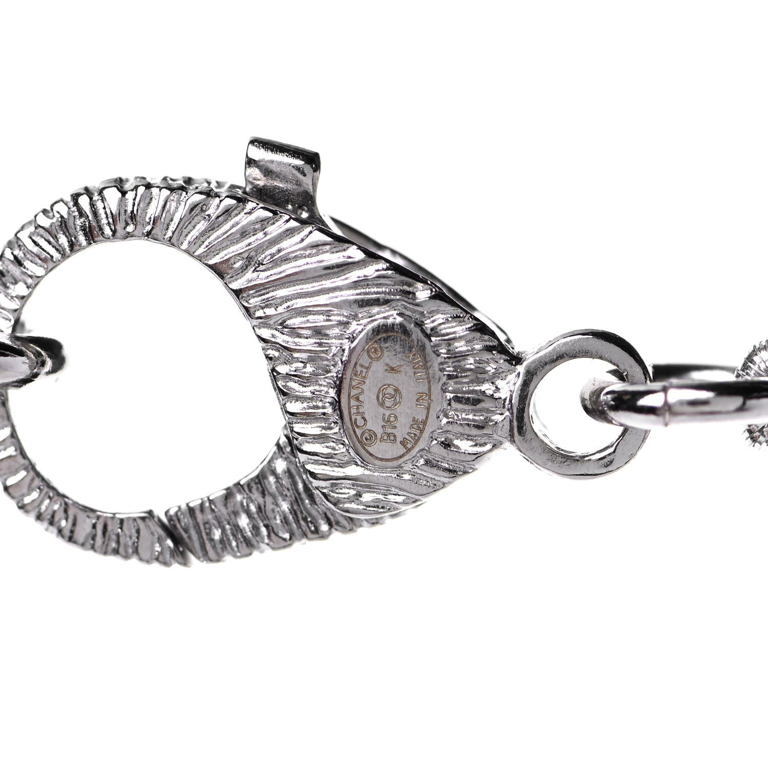 Chanel Pearl Baguette Crystal CC Long Necklace Silver Black 4 of 4