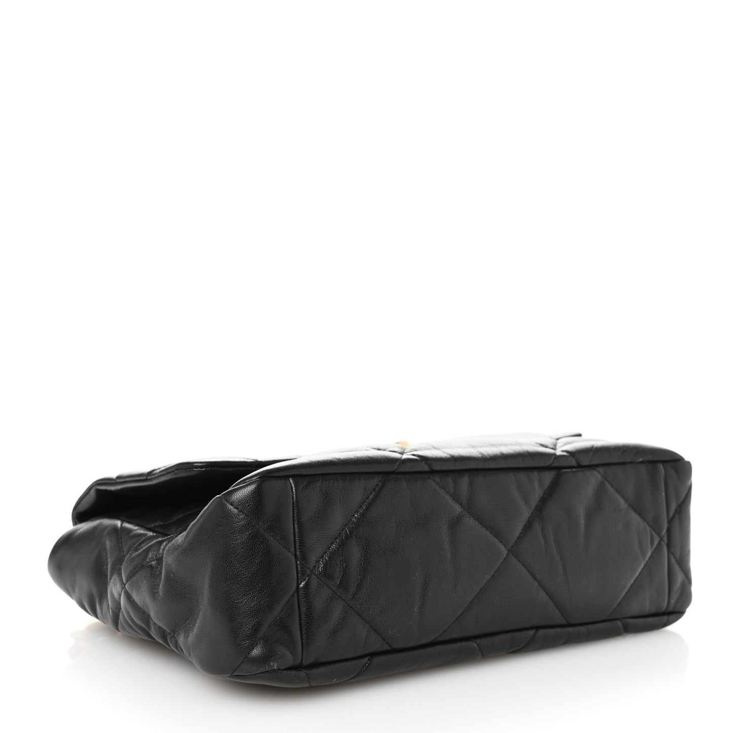 Shiny Goatskin Quilted Large Chanel 19 Flap Black
