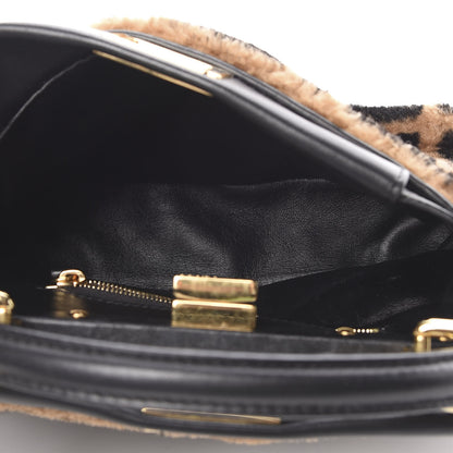 Fendi Shearling Nappa Macro FF 1974 Mini Peekaboo Iconic Satchel Tobacco Black 8 of 14