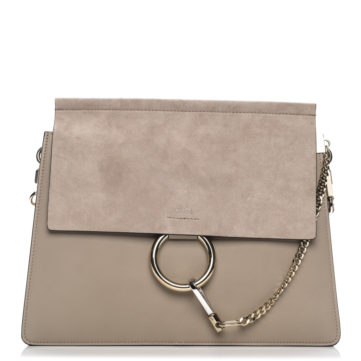 Chloe Calfskin Suede Medium Faye Shoulder Bag Motty Grey 8 of 14