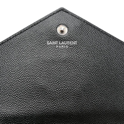 Saint Laurent Grain De Poudre Matelasse Chevron Monogram Chain Wallet Black 7 of 16