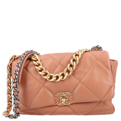 Chanel Lambskin Quilted Large Chanel 19 Flap Brown 1 of 10