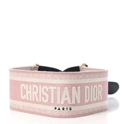 Christian Dior Canvas Embroidered Large Belt 80 32 Pink White 3 of 6