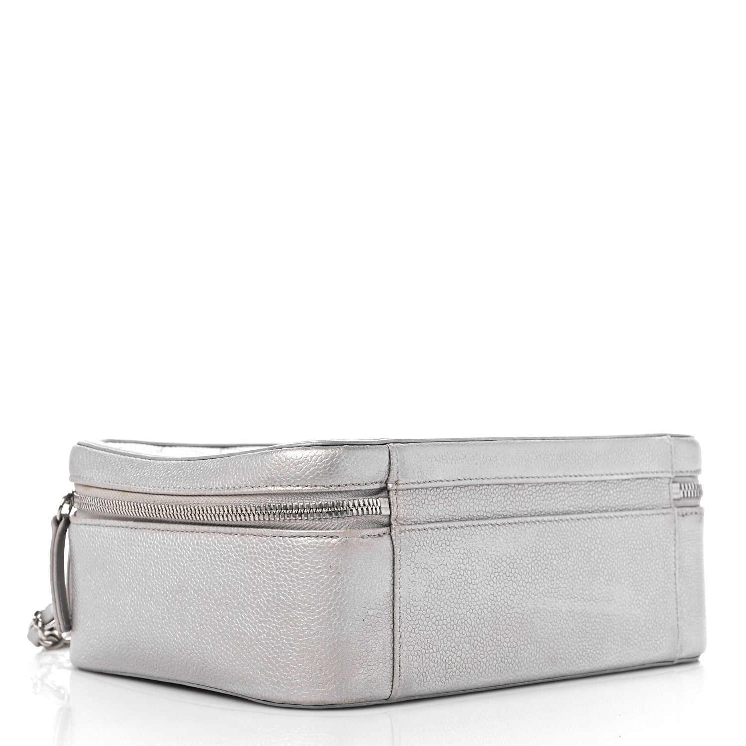Chanel Metallic Caviar Quilted Large CC Filigree Vanity Case Silver 4 of 13