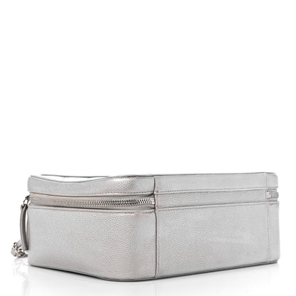 Chanel Metallic Caviar Quilted Large CC Filigree Vanity Case Silver 4 of 13