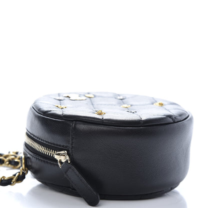 Chanel Lambskin Quilted Studded Round Clutch With Chain Black 7 of 9