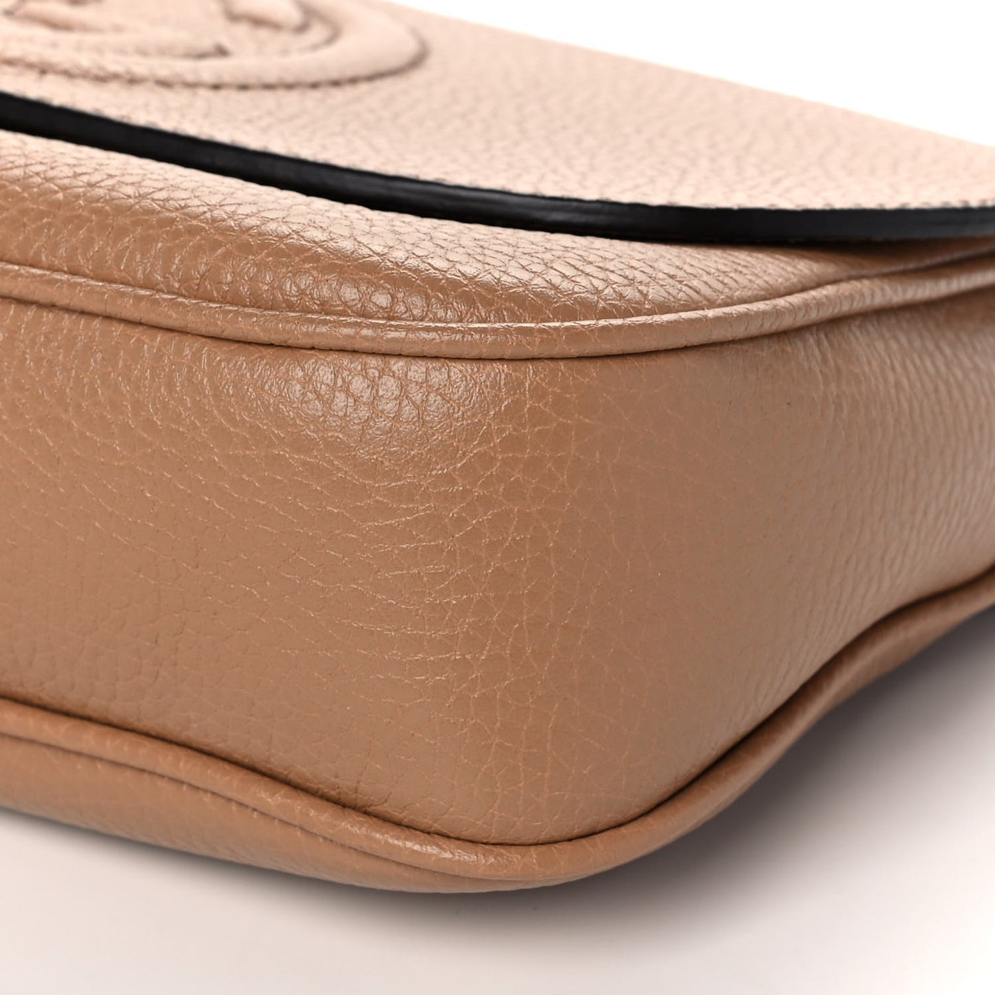 Pebbled Calfskin Medium Soho Flap Crossbody Camelia
