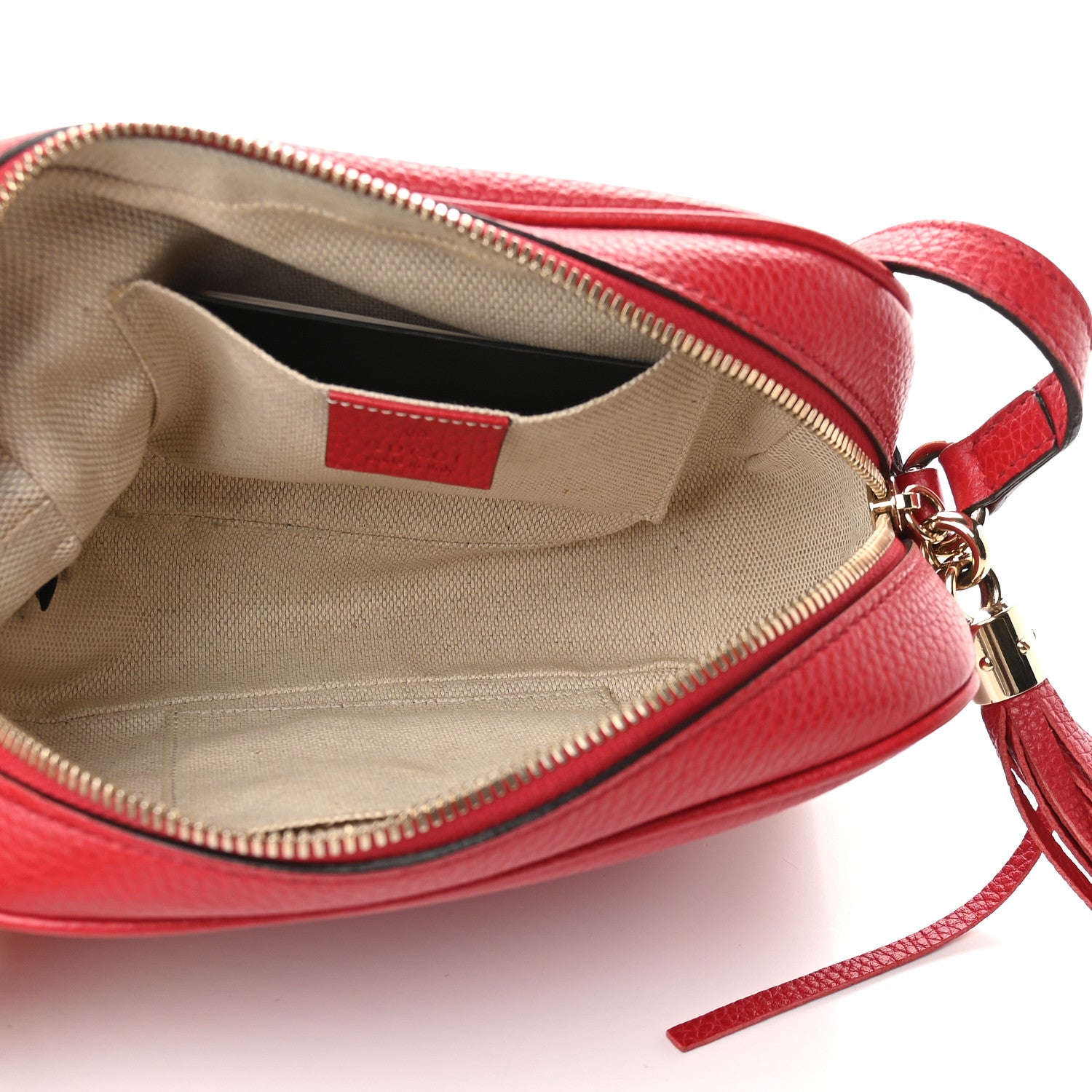 Gucci Pebbled Calfskin Small Soho Disco Bag Tabasco Red 5 of 9