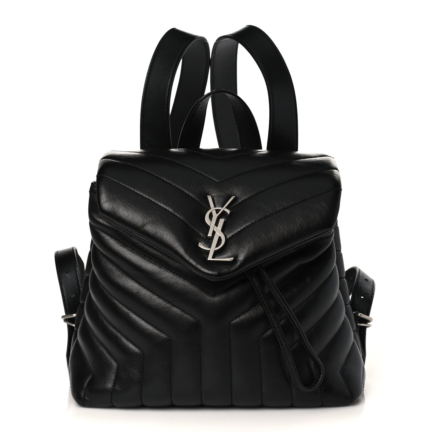 Saint Laurent Calfskin Y Quilted Monogram Small Loulou Backpack Black 1 of 9