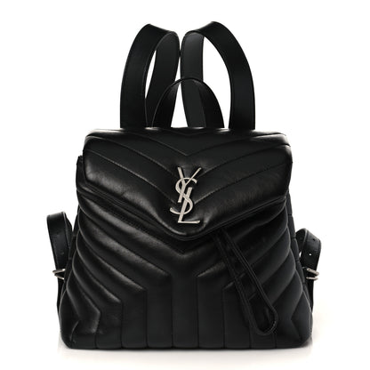 Saint Laurent Calfskin Y Quilted Monogram Small Loulou Backpack Black 1 of 9