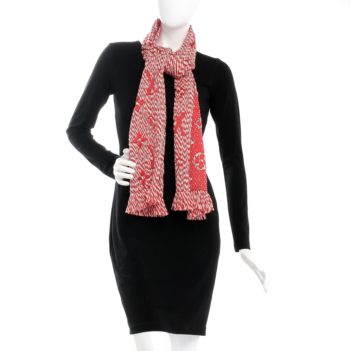 Wool Silk Logomania Mix Scarf Coquelicot