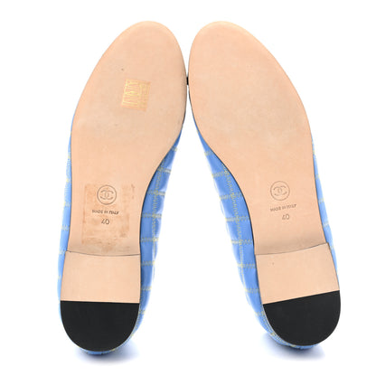 Chanel Lambskin Embroidered Grosgrain Cap Toe CC Ballerina Flats 40 Blue Yellow Black 7 of 9
