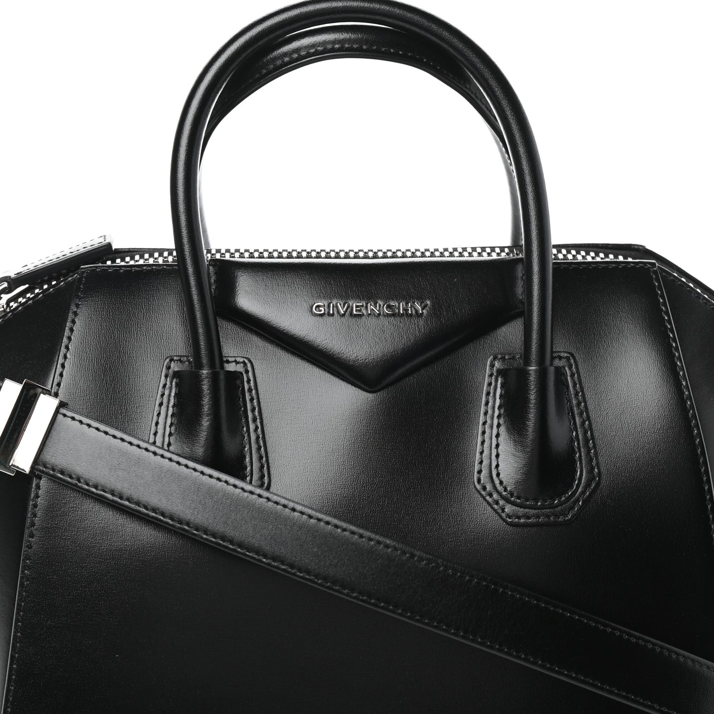 Shiny Lord Calfskin Small Antigona Black