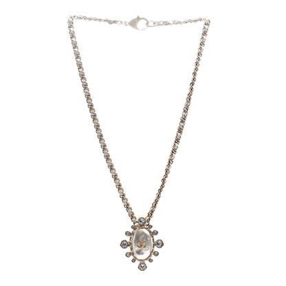 Chanel Lambskin Pearl Crystal CC Pendant Necklace Gold 3 of 5