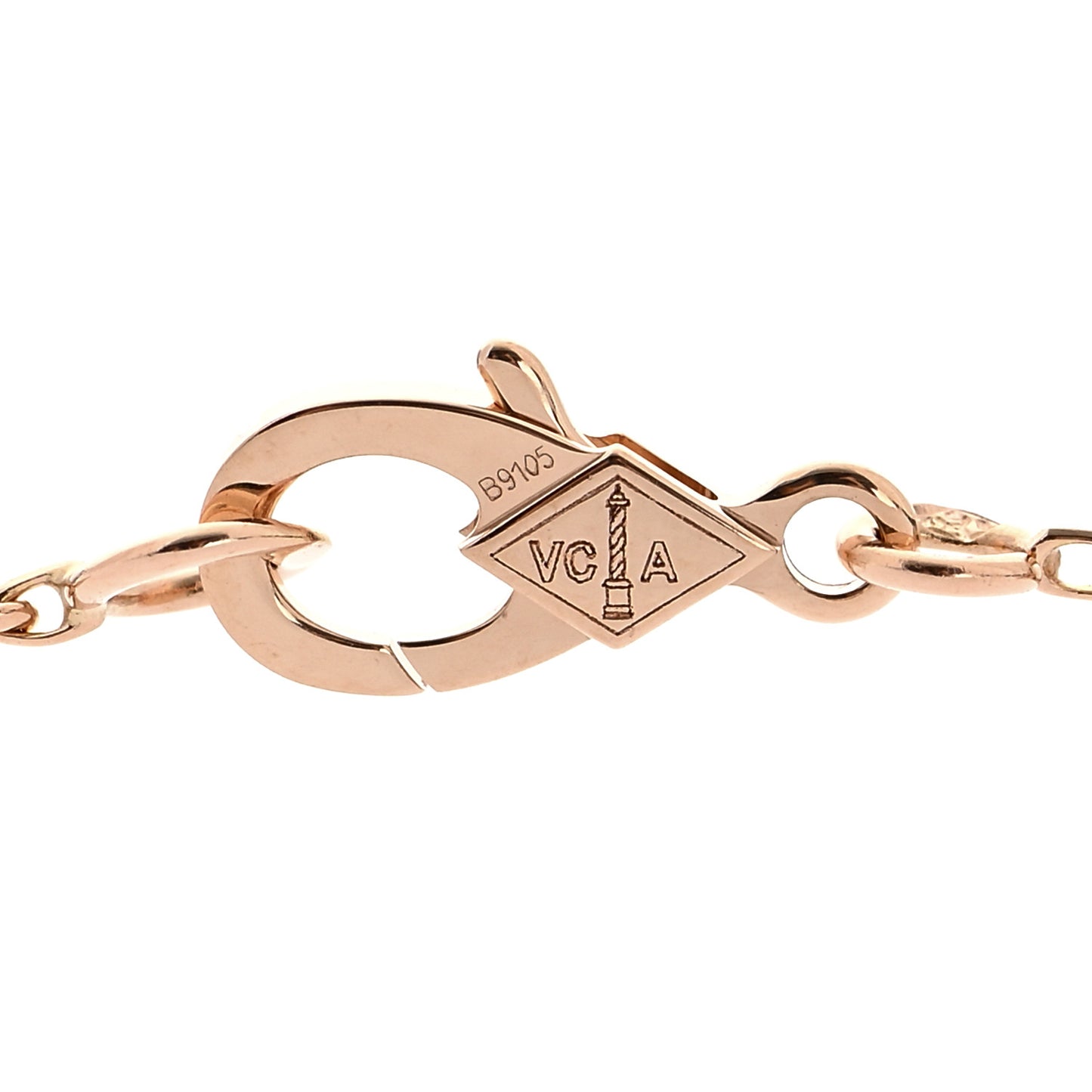18K Rose Gold Diamond Vintage Alhambra Pendant Necklace