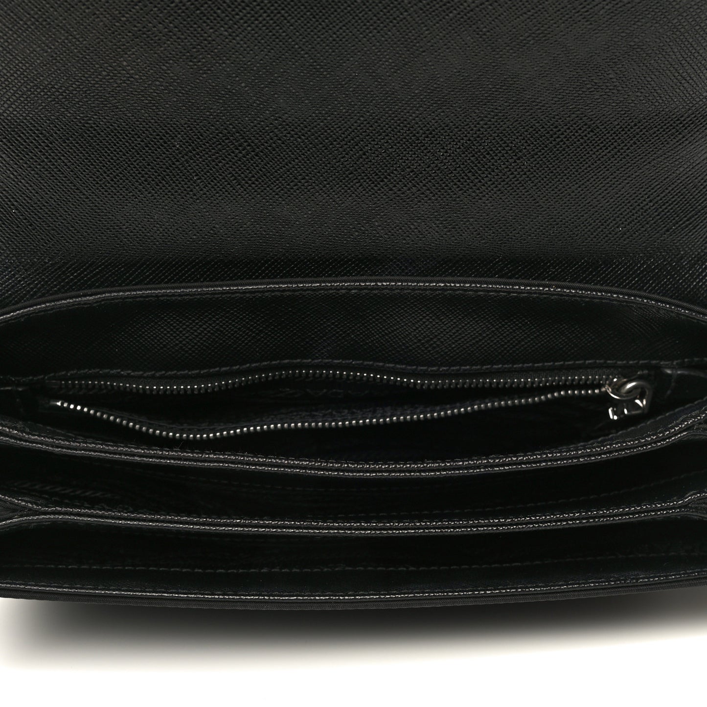 Saffiano Tessuto Nylon Chain Shoulder Bag Black