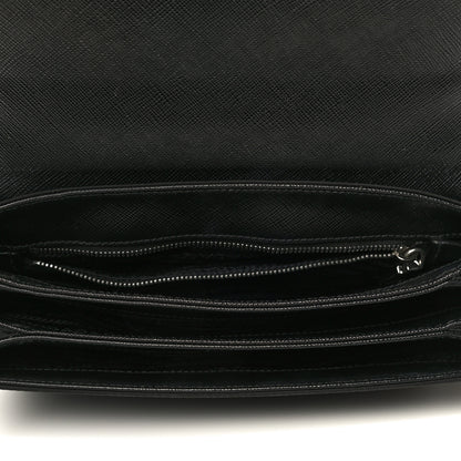 Prada Saffiano Tessuto Nylon Chain Shoulder Bag Black 5 of 13