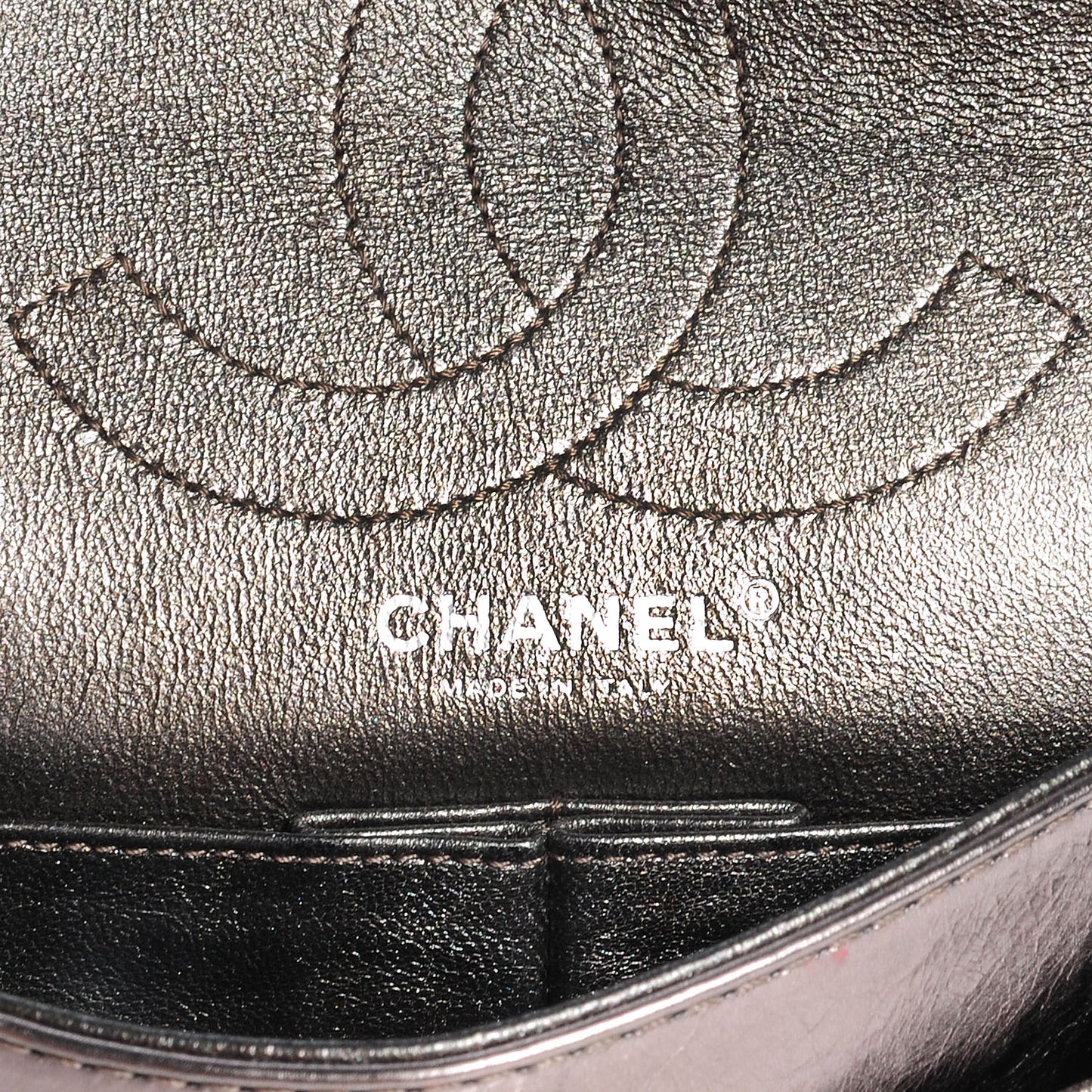 Aged Calfskin 2.55 Reissue 225 Flap Metallic Dark Silver