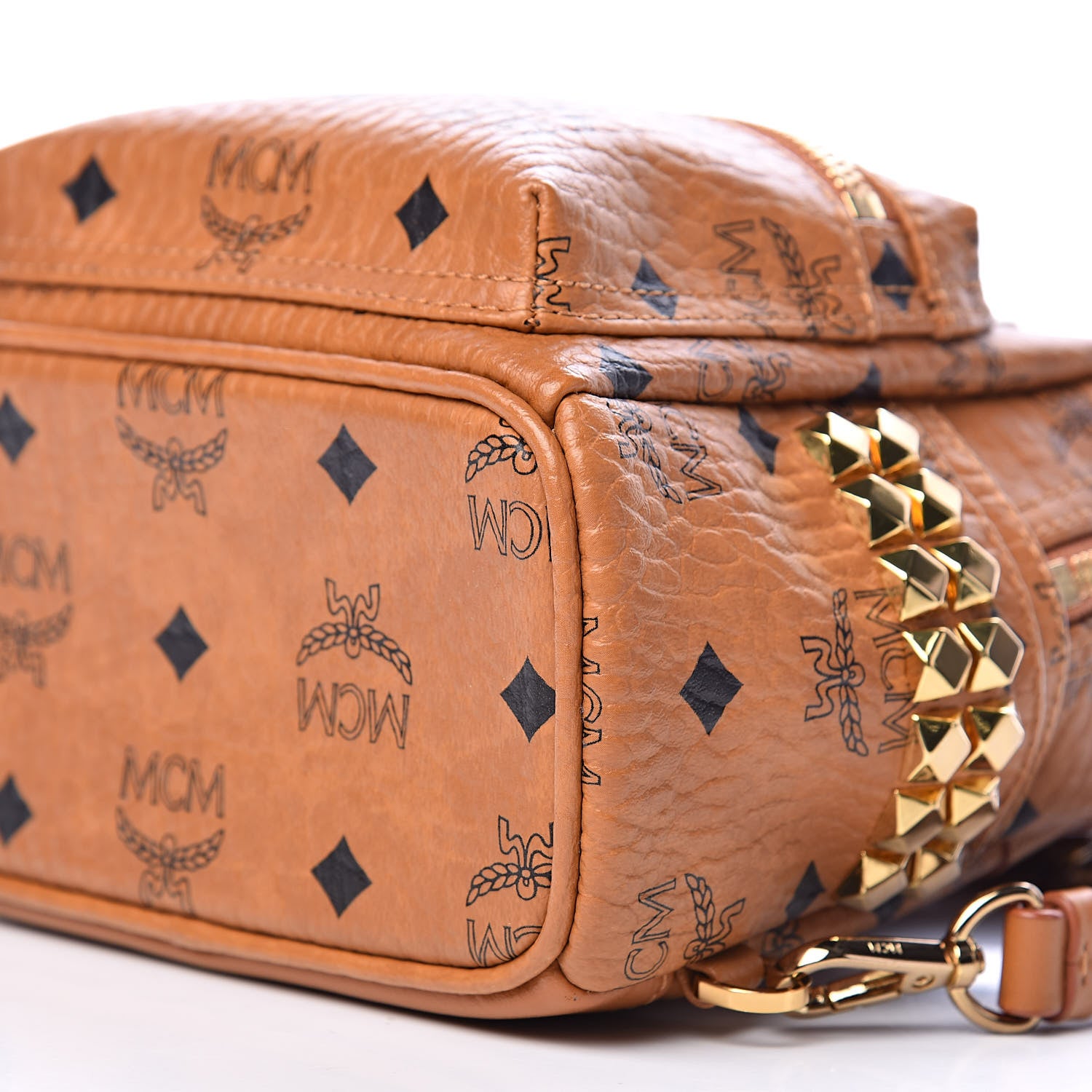 MCM Visetos Side Stud X-Mini Stark Backpack Cognac 9 of 10