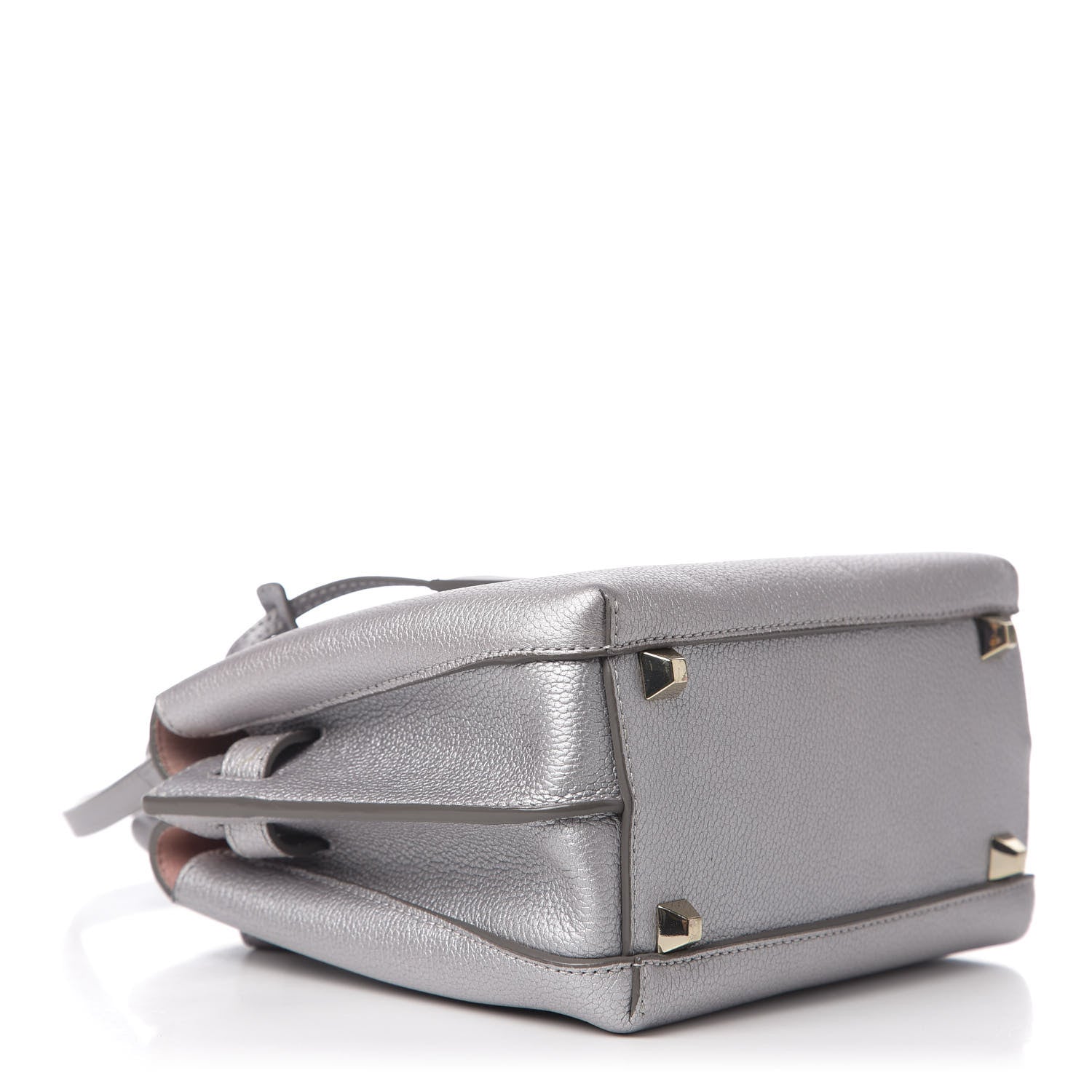MCM Metallic Grained Calfskin Mini Milla Tote Spike Silver 5 of 11