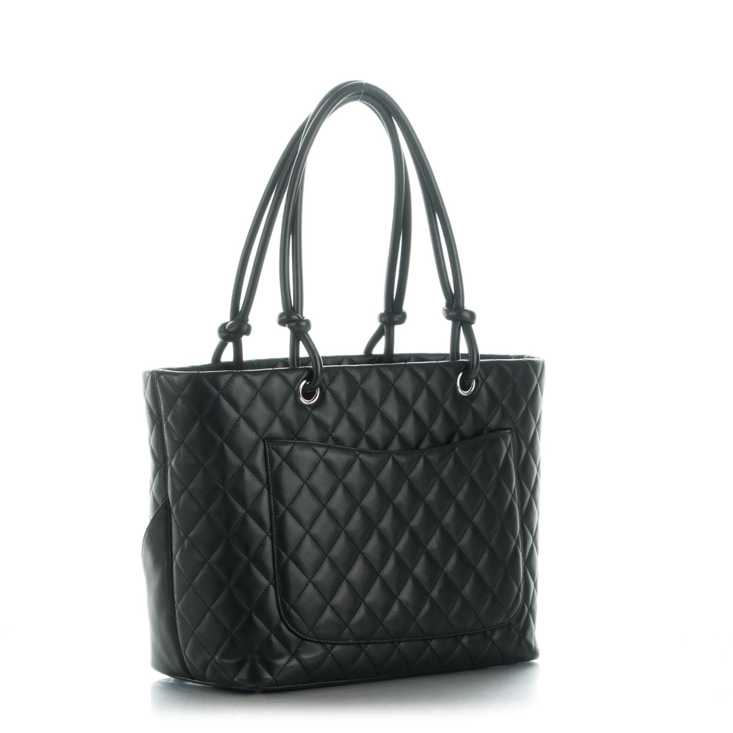 Calfskin Quilted Large Cambon Tote Black White