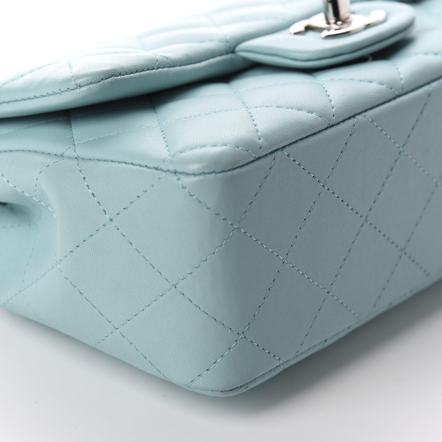 Chanel Lambskin Quilted Mini Rectangular Flap Light Blue 6 of 11