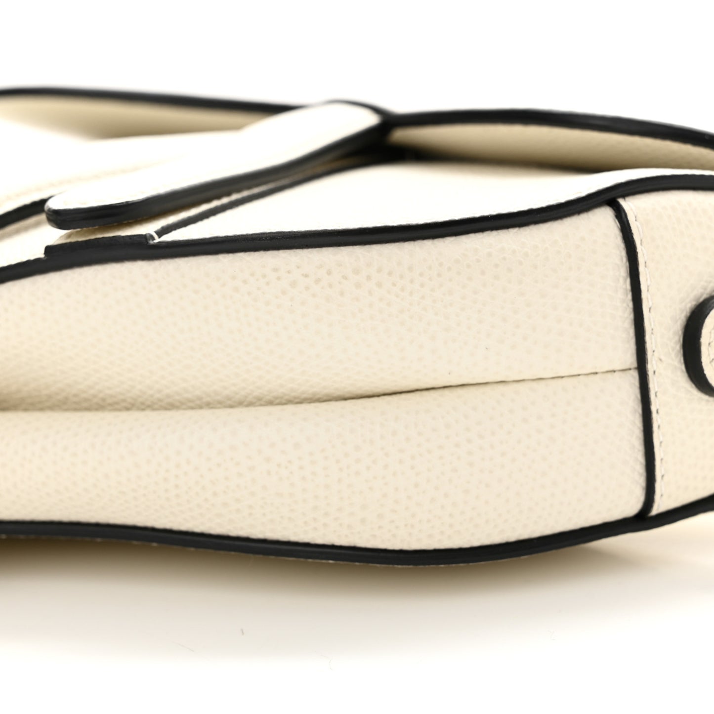 Grained Calfskin Mini Saddle Bag White