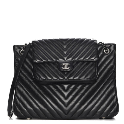 Chanel Caviar Chevron Quilted Flap Tote Black 1 of 8